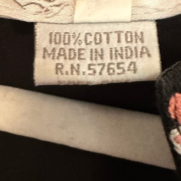 Vintage Embroidered Artsy Kimono Style Floral Black Button Down Jacket size XL - Picture 10 of 10